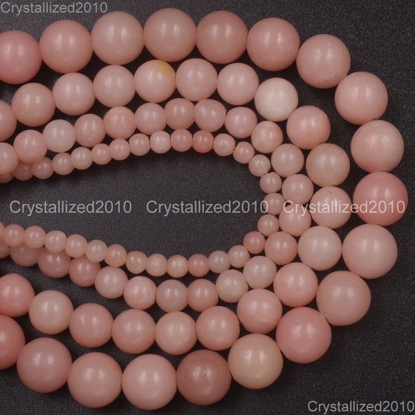 Natural Pink Opal Gemstones Round Ball Loose Spacer Beads 4mm 6mm 8mm 10mm 12mm 15.5" Strand