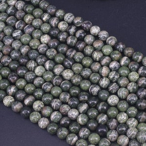 AAA Natural Green Zebra Jasper Gemstones Round Ball Spacer Loose Beads 4mm 6mm 8mm 10mm 12mm 15.5&quot; Strand