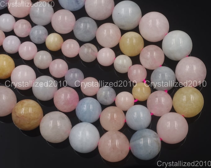 Featured listing image: Genuine Grade AAA Natural Gemstones Morganite Beryl Aquamarine Round Ball Loose Spacer Beads 4mm 6mm 8mm 10mm 12mm 15"