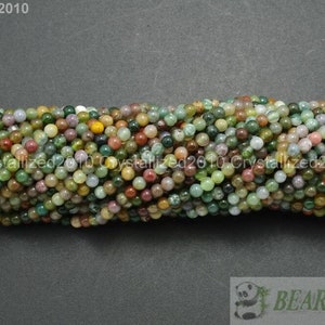 Natural Indian Agate Gemstones Round Ball Loose Spacer Beads 2mm 3mm 4mm 6mm 8mm 10mm 12mm 14mm 15.5"