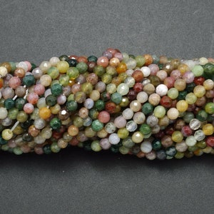 Faceted Natural Indian Agate Gemstones Round Ball Loose Spacer Beads 2mm 3mm 4mm 6mm 8mm 10mm 12mm 14mm 16mm 15.5&quot;