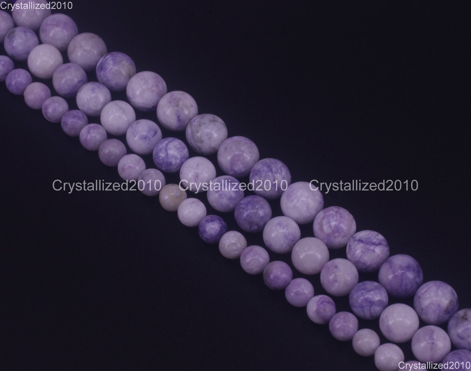Pale Purple Turquoise Beads: 6-10mm Round Gemstone Strand
