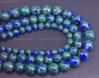 Natural Azurite Malachite Gemstone Round Ball Loose Spacer Perles 6mm 8mm 10mm 15.5 » Strand