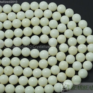 Natural White Coral Gemstones Smooth Round Ball Spacer Loose Beads 2mm 3mm 4mm 5mm 6mm 7mm 8mm 10mm 15.5&quot; Strand