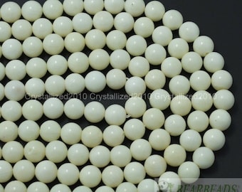 Natural White Coral Gemstones Smooth Round Ball Spacer Loose Beads 2mm 3mm 4mm 5mm 6mm 7mm 8mm 10mm 15.5&quot; Strand