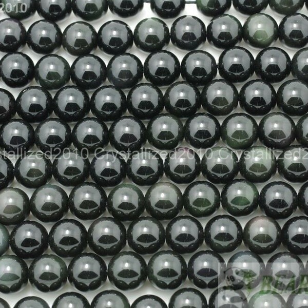 Natural Obsidian Gemstone Round Ball Loose Spacer Beads 2mm 3mm 4mm 5mm 6mm 8mm 10mm 12mm 14mm 16mm 18mm 20mm Strand 15.5"