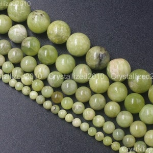 Natural Peridot Olivine Gemstone Round Ball Loose Spacer Beads 4mm 6mm 8mm 10mm 12mm Strand 15.5&quot;