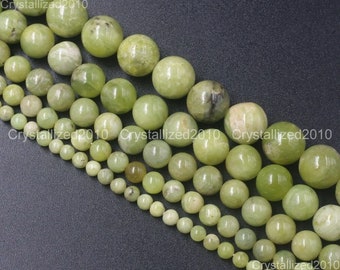 Natural Peridot Olivine Gemstone Round Ball Loose Spacer Beads 4mm 6mm 8mm 10mm 12mm Strand 15.5"