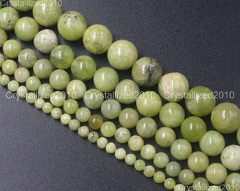 Natural Peridot Olivine Gemstone Round Ball Loose Spacer Beads 4mm 6mm 8mm 10mm 12mm Strand 15.5&quot;