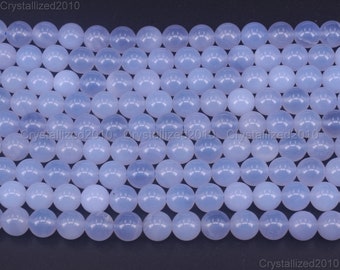 AAA Blue Chalcedony Beads: Round Gemstone Spacer, 6-12mm, 15.5" Strand