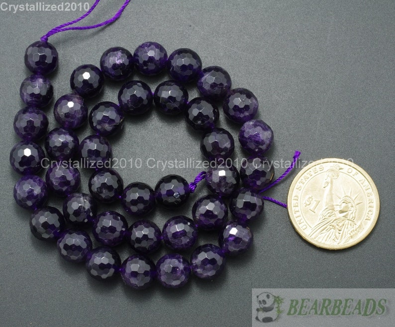 Faceted Grade A Natural Amethyst Gemstone Loose Spacer Round Ball Beads 2mm 3mm 4mm 6mm 8mm 10mm 12mm 16