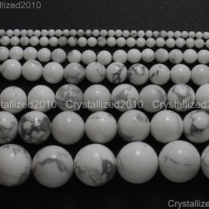 Piedras preciosas turquesas blancas naturales cuentas espaciadora de bola redonda 2mm 3mm 4mm 6mm 8mm 10mm 12mm 15.5&quot;