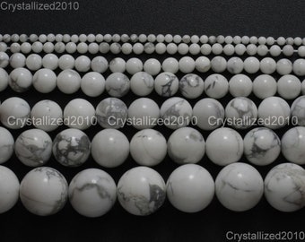 Natural White Turquoise Gemstones Round Ball Spacer Beads 2mm 3mm 4mm 6mm 8mm 10mm 12mm 15.5&quot;