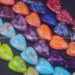 Sea Sediment Jasper Heart Beads: Regalite Gemstone Strand 15.5&quot;