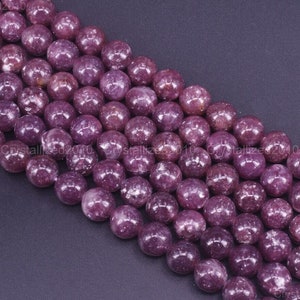 Aaa natural roxo lepidolite pedra preciosa solta espaçador contas de bola redonda 4mm 6mm 8mm 10mm 12mm 15.5&quot; fio