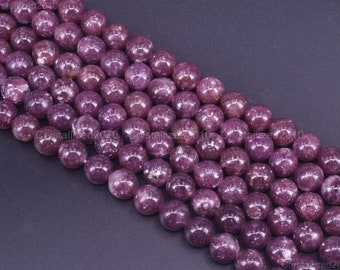 AAA Natural Purple Lepidolite Gemstone Loose Spacer Round Ball Beads 4mm 6mm 8mm 10mm 12mm 15.5&quot; Strand
