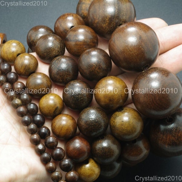 Natural Driftwood Wood Round Ball Loose Spacer Perles 8mm 10mm 15mm 18mm 20mm Strand Healing Bracelet