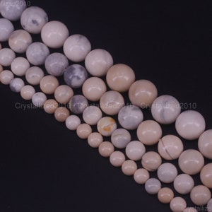 Natural Ivory Jade Gemstone Round Ball Loose Spacer Beads  6mm 8mm 10mm 12mm Strand 15.5"