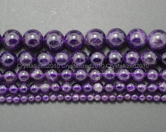 Perle En Améthyste Boule 14mm - Trou De 3mm, Pierre Naturelle, Pour Création De Bijoux, Neuve