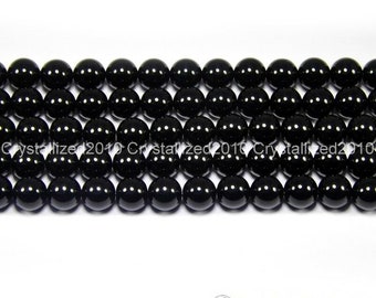 Natural Black Onyx Gemstones Round Ball Loose Spacer Beads 2mm 3mm 4mm 5mm 6mm 7mm 8mm 10mm 12mm 14mm 16mm 18mm 20mm 15.5&quot;
