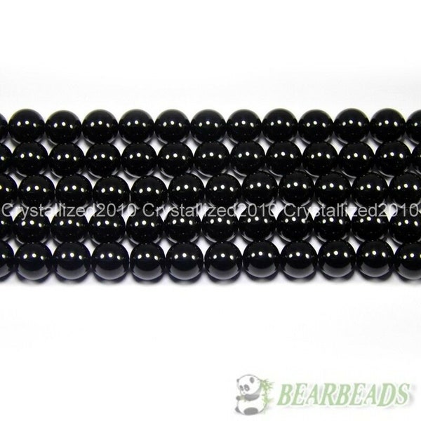 Pierres précieuses Onyx noir naturel boule ronde perles d'espacement en vrac 2mm 3mm 4mm 5mm 6mm 7mm 8mm 10mm 12mm 14mm 16mm 18mm 20mm 15.5"