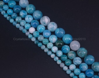Blue Hemimorphite Gemstone Beads, Round Spacer, 15.5" Strand