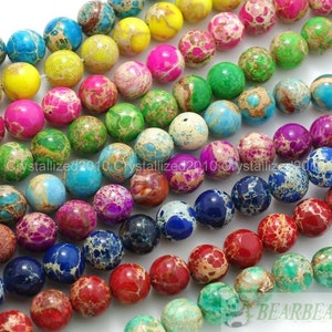 Natural Sea Sediment Jasper Regalite Imperial Impression Gemstones Round Ball Spacer Beads 4mm 6mm 8mm 10mm 12mm 15.5&quot; Strand Pick Colors