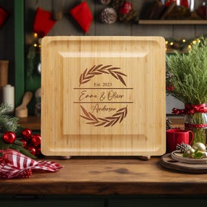 Personalized Bamboo Cheese Board Set: Engraved Cutting Board with Knives