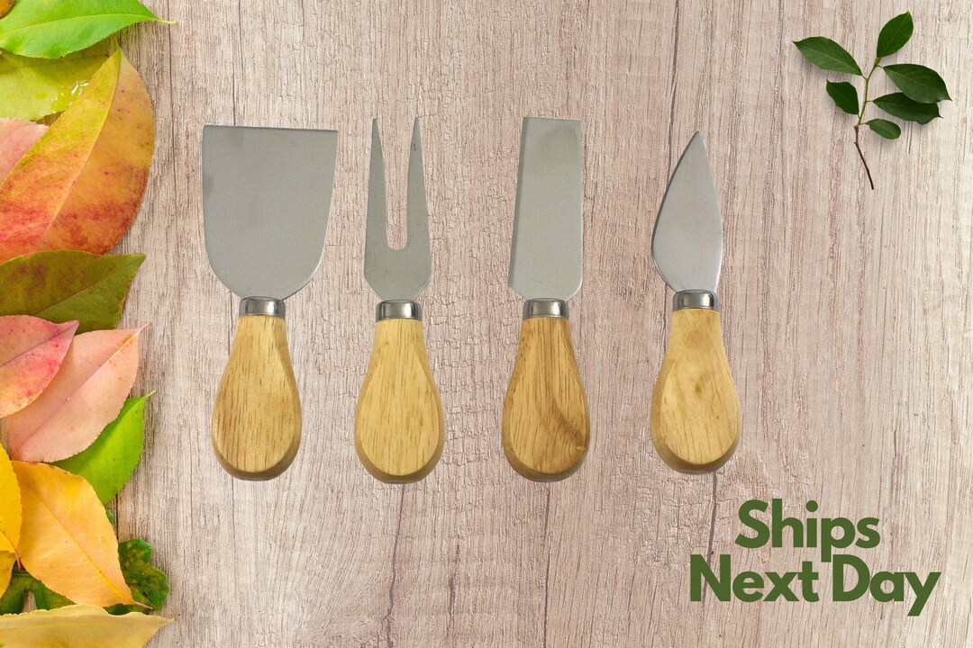 Custom Bamboo Cheese Knife Set, Engraved Cheese Knives for Farewell Gift, Christmas Gift for Mom