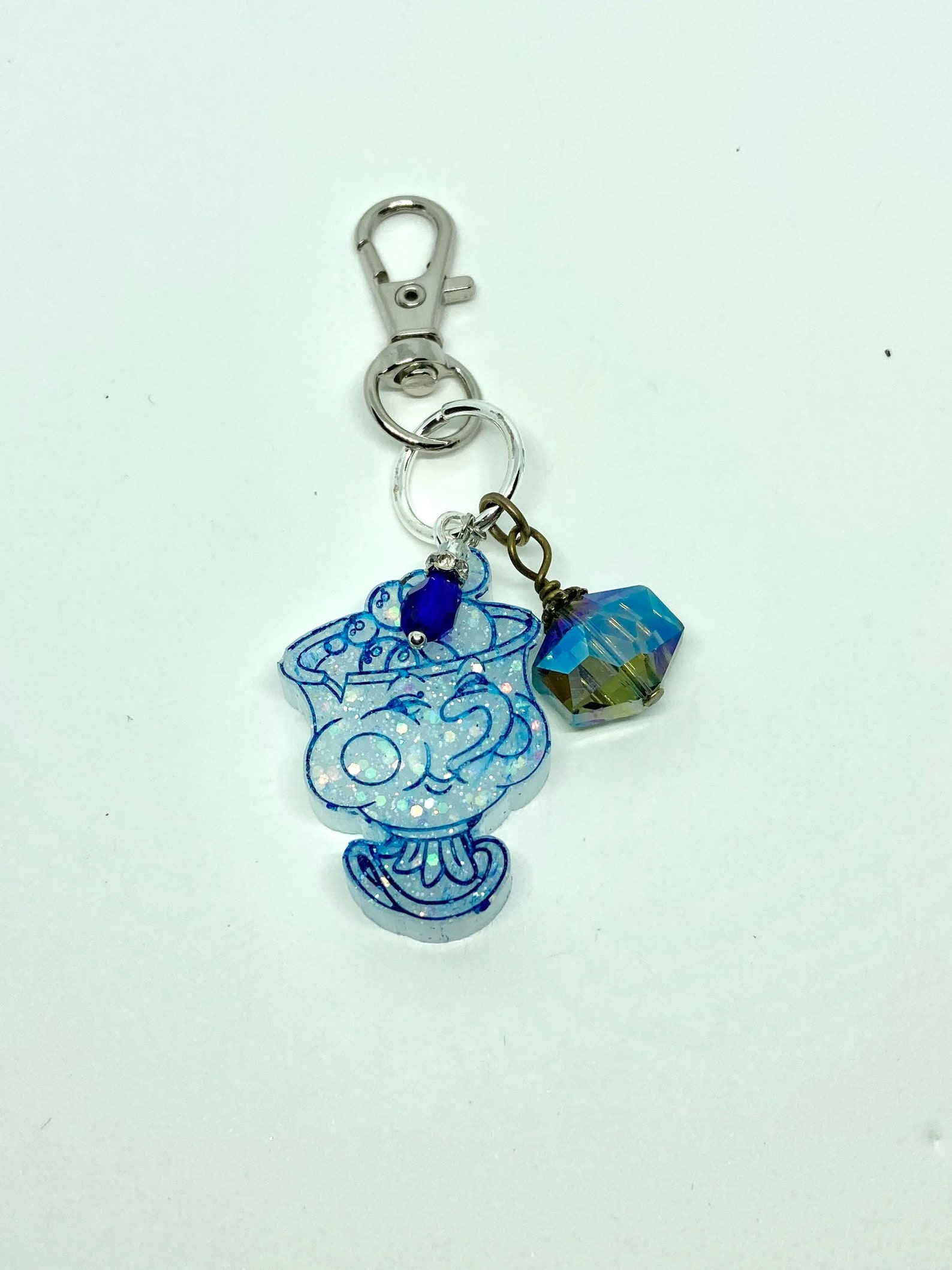 Chip Keychain Beauty and the Beast Keychain Chip Resin Etsy