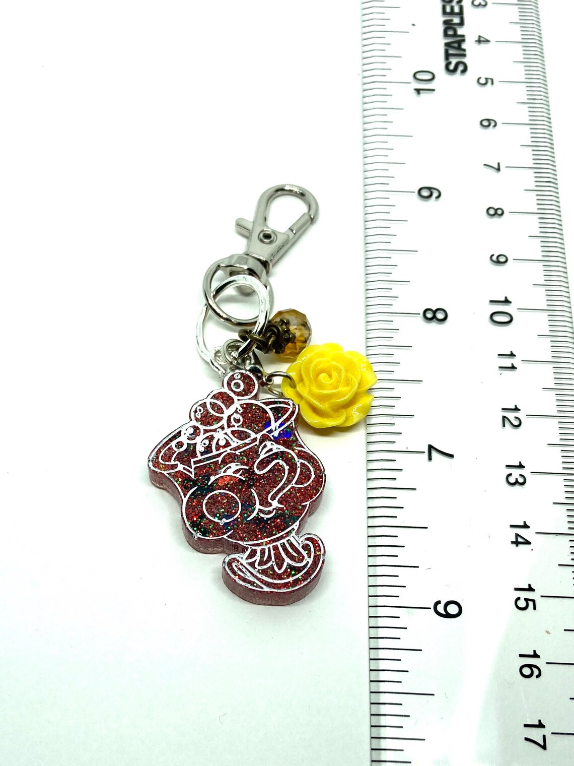 Chip Keychain Beauty and the Beast Keychain Chip Resin Etsy