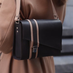 Bolso bandolera de piel pequeño y elegante para mujer: bolso de mano y cartera