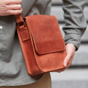 leather crossbody bag men, mens shoulder bag, small messenger bag, mens crossbody bag, leather bag men, leather shoulder bag