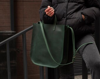 tote bag with zipper, leather tote bag, laptop tote bag, cute tote bag, bridesmaid tote, personalized tote bag, leather shoulder bag