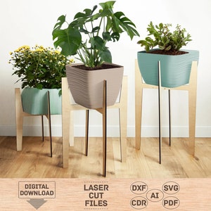 Plant stand svg, Plant stand dxf, Wood plant stand, Indoor plant stand, Outdoor plant stand, Plant pot stand, Corner plant shelf
