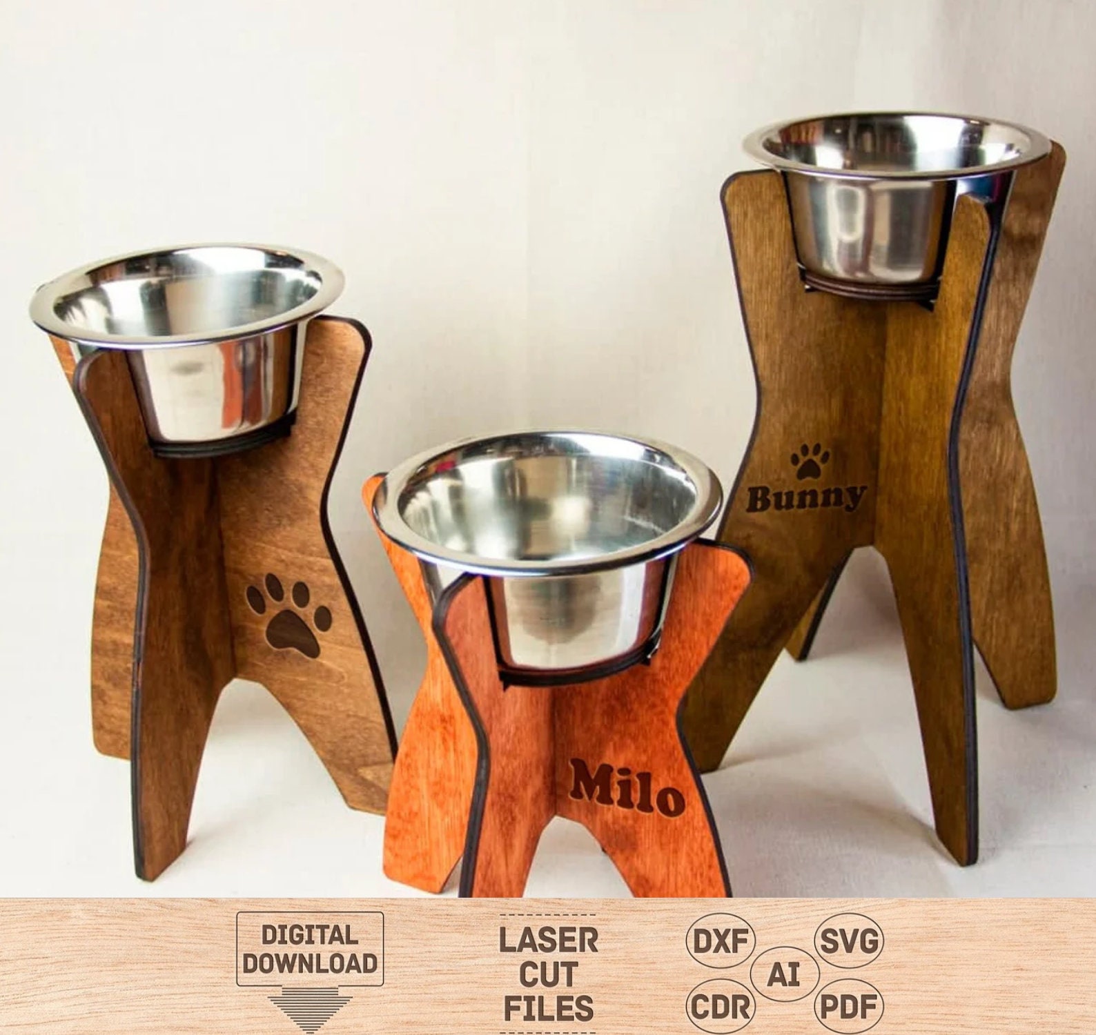 Personalized Elevated Dog Bowl Stand with Internal Storage - Blue –  GrooveThis Woodshop