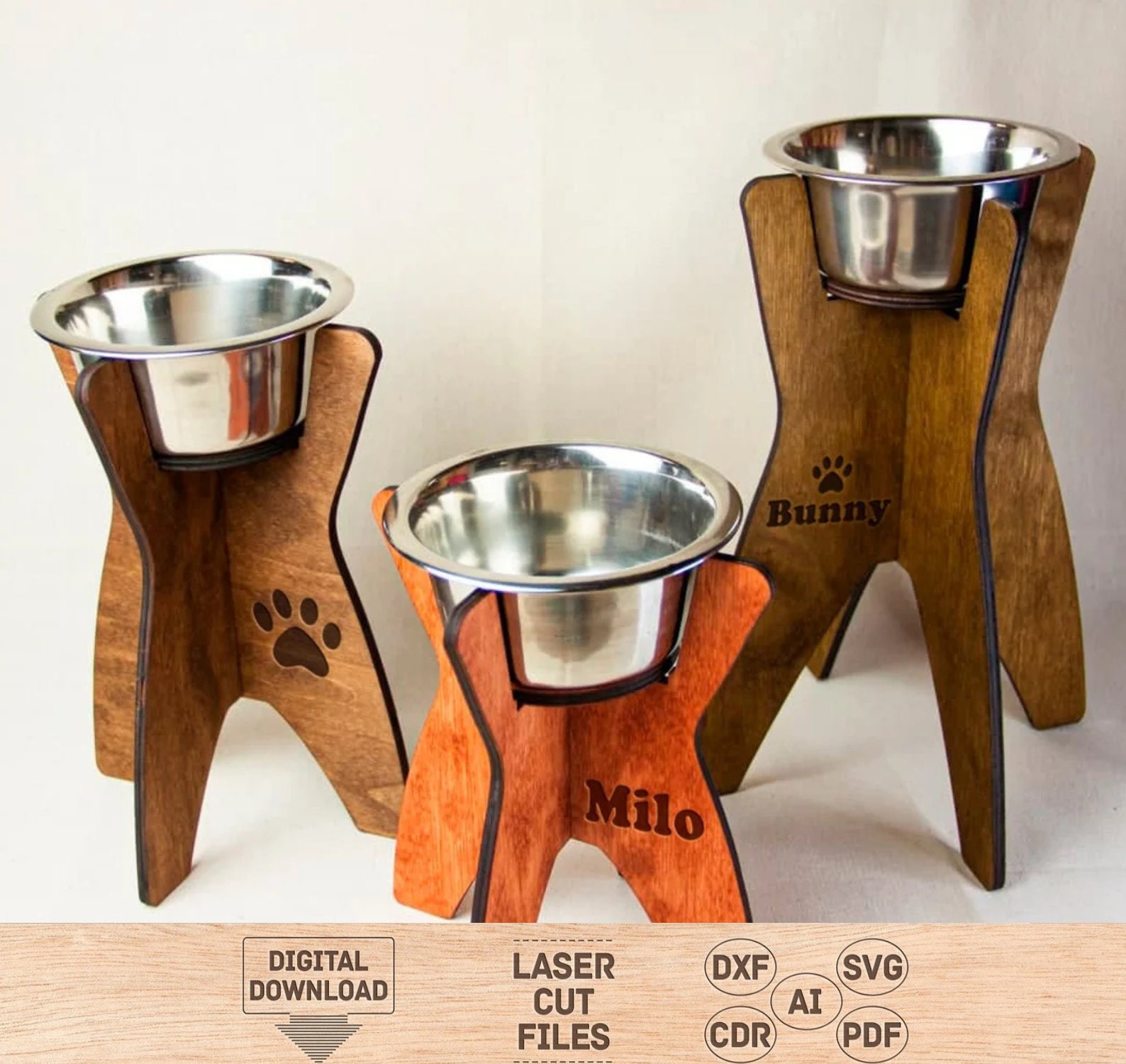 Personalized Elevated Dog Bowl Stand with Internal Storage - Black –  GrooveThis Woodshop