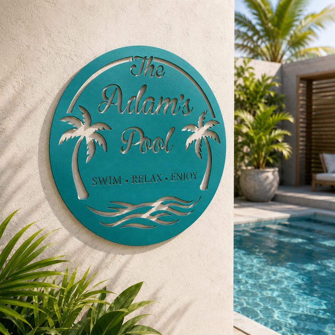 Custom Pool Sign, Pool Wall Decor, Personalized Pool Sign, Outdoor Wall ...