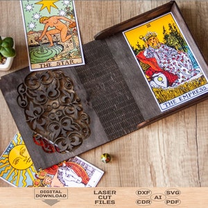 Tarot Box SVG Datei, Tarot Kartenbox Holz svg Laserdatei, Tarot Kartenbox Laserdatei, Tarot Kartenbox digitale Datei, Tarot Box Aufbewahrung svg