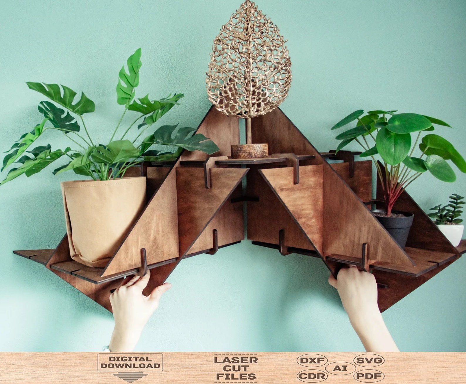 Plant Stand for Wall Svg Plant Shelf Wall Svg Wood Plant Etsy