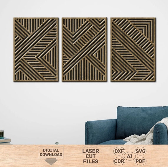 Geometric wall art svg, Panel wood art svg, Geometric wall decor svg,Geometric wood art svg,Geometric panel art digital file,Laser cut file