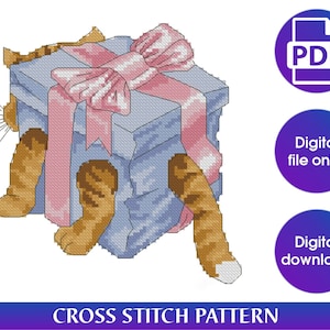 Cat cross stitch pattern pdf,Funny cross stitch pattern,Cat gift cross stitch,Kitty stitch pattern,Instant download pdf,Digital download pdf