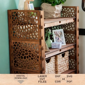 Display shelf svg file,Bookshelf wooden svg laser cut file,Storage bookshelf svg file,Wood bookshelf laser cut file,Storage shelves svg file