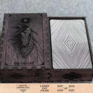 Tarot wood box svg,Tarot card storage svg, Tarot box svg, Tarot box laser cut file, Tarot box digital file, Tarot storage digital file