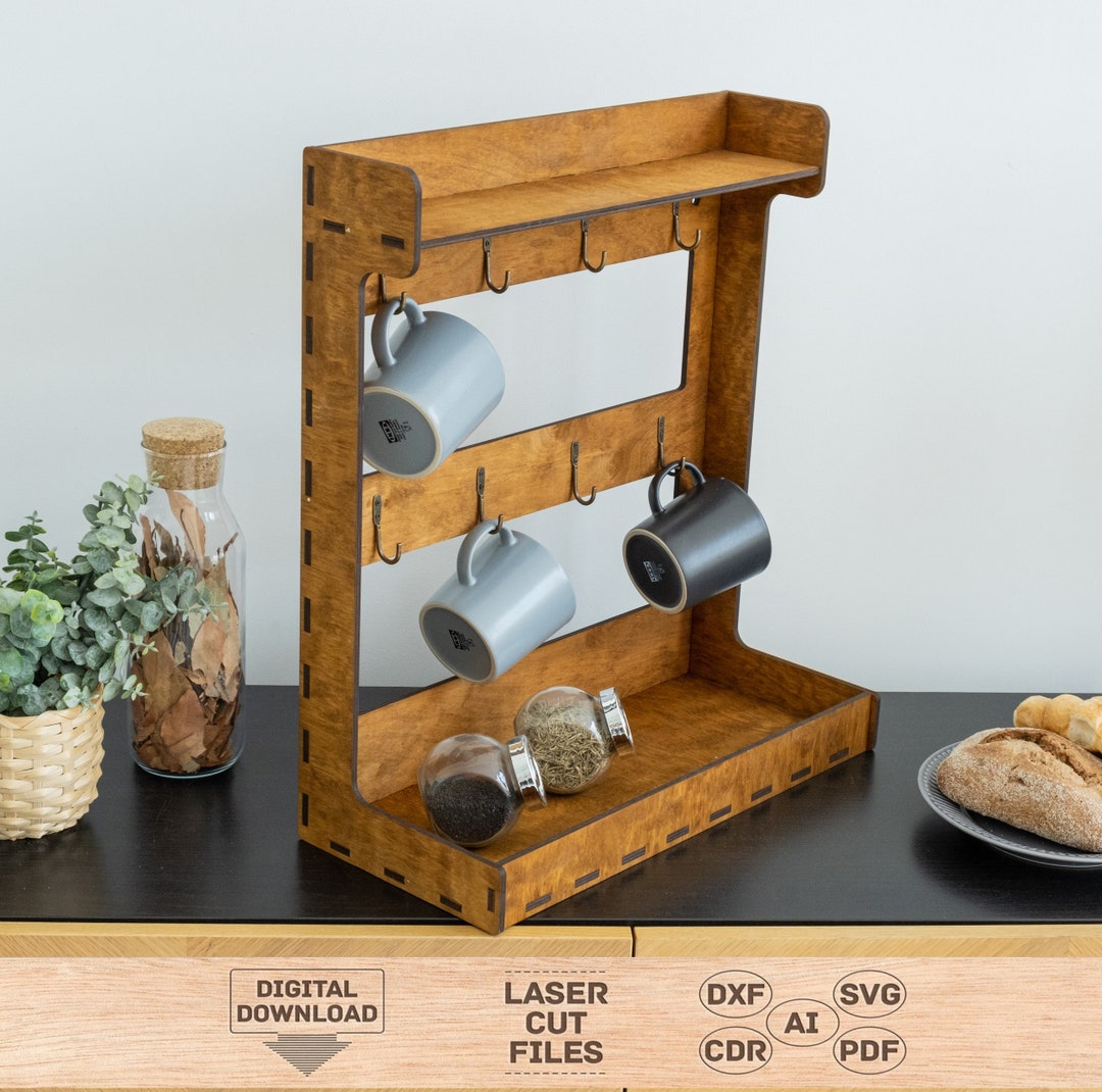 Cup Rack Svg, Cup Shelf Pattern, Cup Shelf Svg, Cup Shelf Laser Cut ...