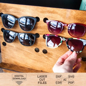 Glasses stand holder svg, Sunglass display svg, Sunglass holder desk svg, Sunglass organizer wood svg, Glasses stand svg