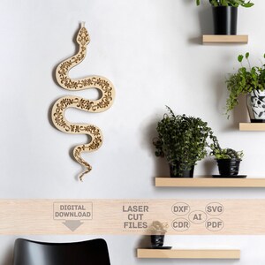 Wood snake wall art svg, Wood snake wall art laser cut, Snake wall art laser cut, Snake wall art svg, Snake wall art pattern
