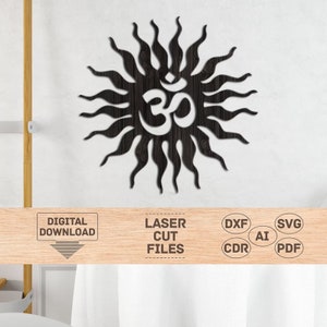 Wooden om svg, Wooden om pattern, Om wall art, Om wall decor, Om wall laser cut, Om laser cut, Mandala laser cut file