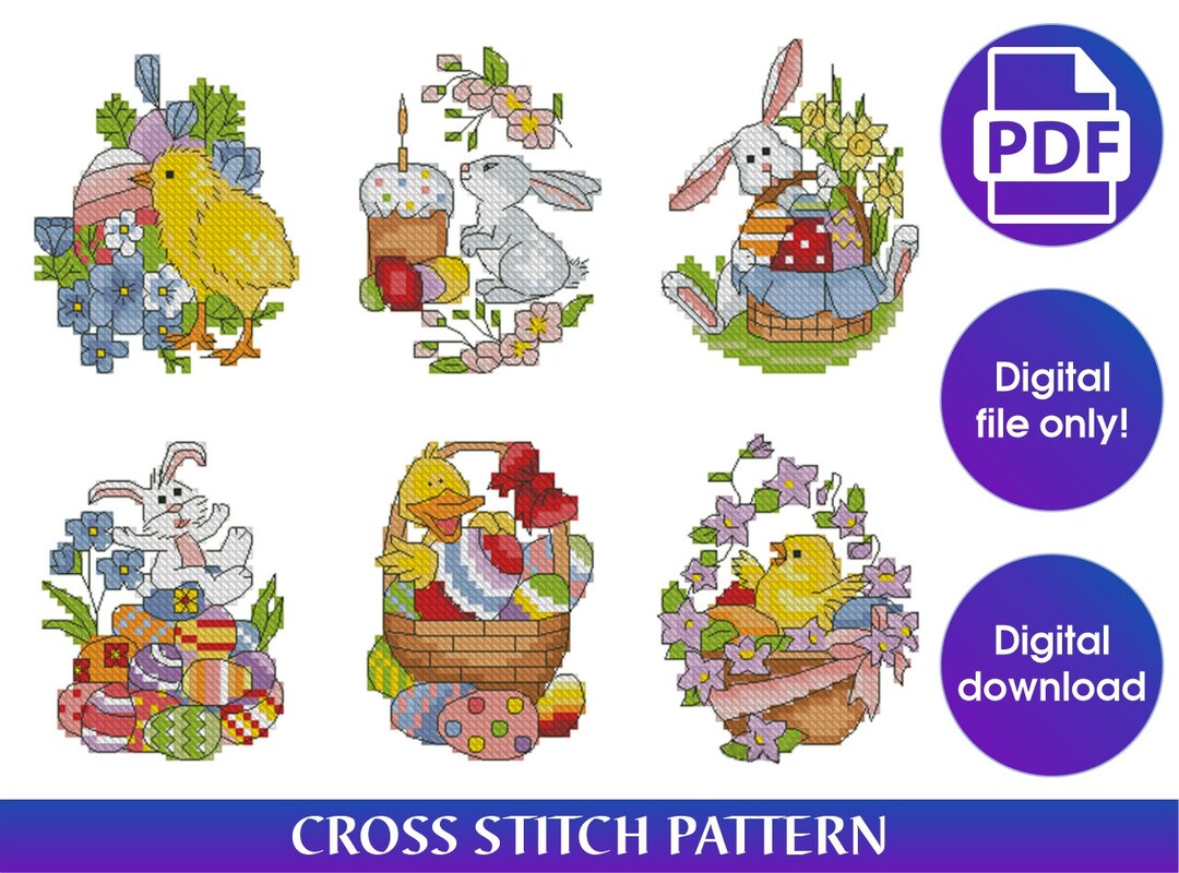 Easter Cross Stitch Pattern Pdf,easter Pdf,instant Download Pdf,digital
