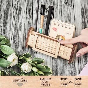 Calendar svg file, Perpetual calendar laser cut file, Perpetual calendar svg file, Wooden calendar perpetual laser file, Desk calendar svg
